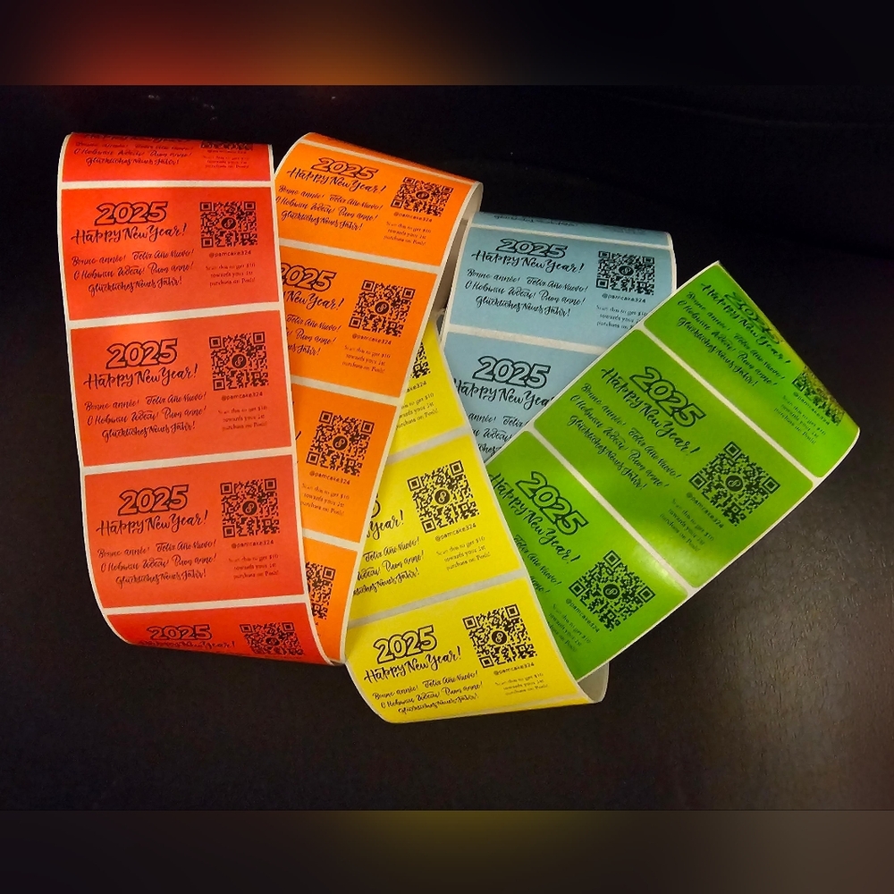 Custom QR Happy New Year 2x3 Stickers (25 qty)